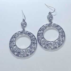 Silver Floral Scroll Earings